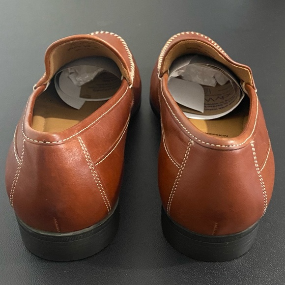 Johnston & Murphy New Cresswell Venetian Leather Loafers Cognac Brown Whipstitch - Picture 9 of 15